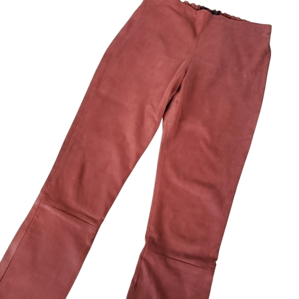 Haider Ackermann Leather Pants Skinny Leg Pull On Style Burnt Orange - Picture 7 of 16